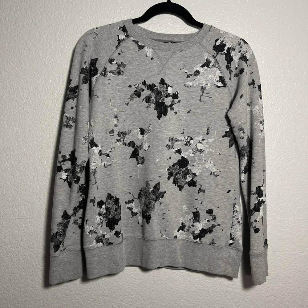 The‎ North Face Crewneck Sweatshirt Womens Small Floral Terry in Grey Black - Picture 4 of 5